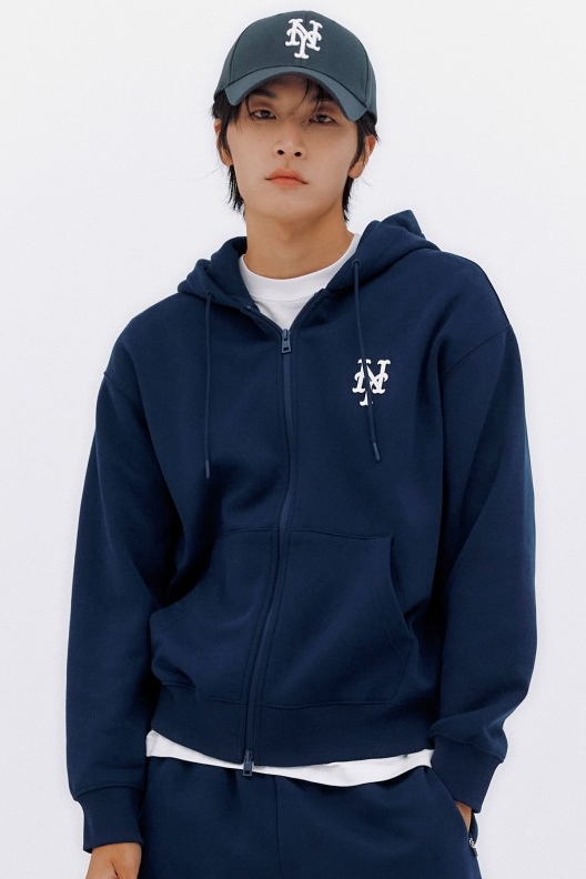 Girls Navy New York Long Logo Hoodie