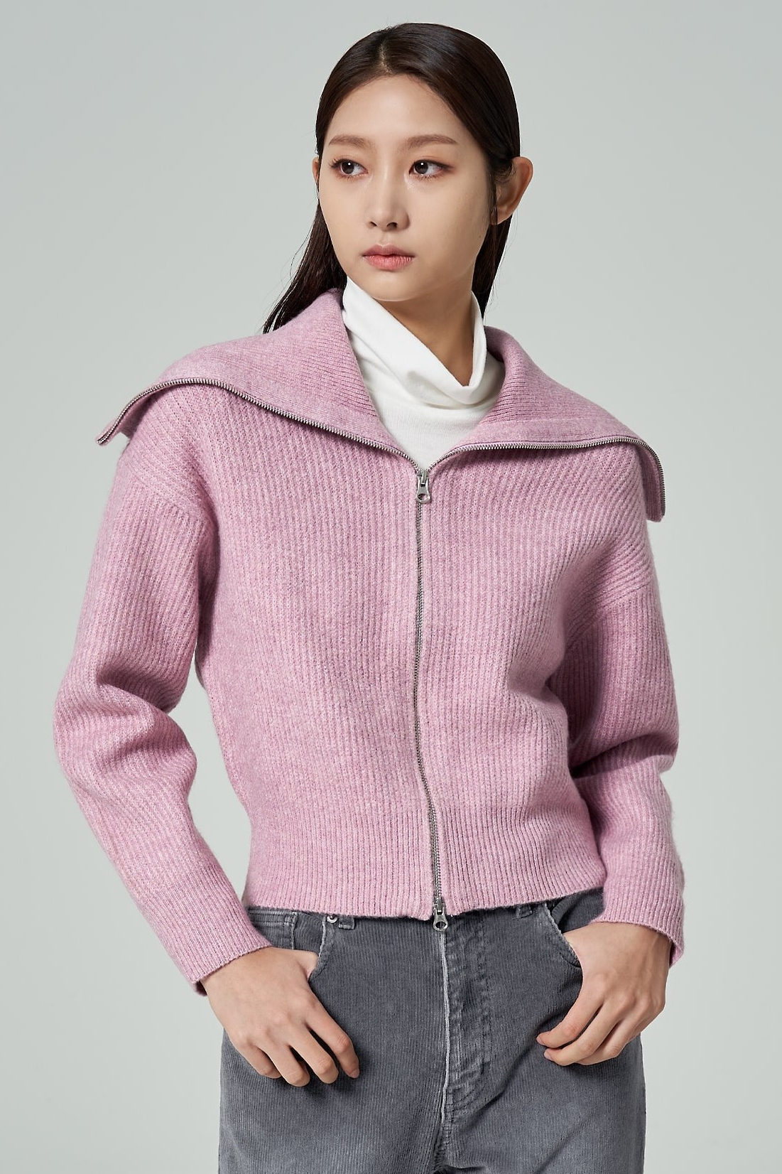 Pink zip best sale up cardigan