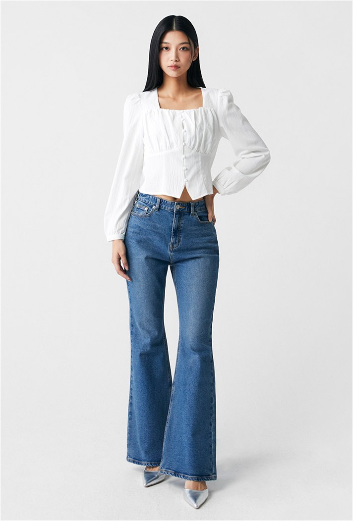 売れ筋商品|||ビーヤング シャツ レディース トップス BYKOSMO - Button-down blouse - mid blue denim ビーヤング シャツ レディース トップス BYKOSMO - Button-down