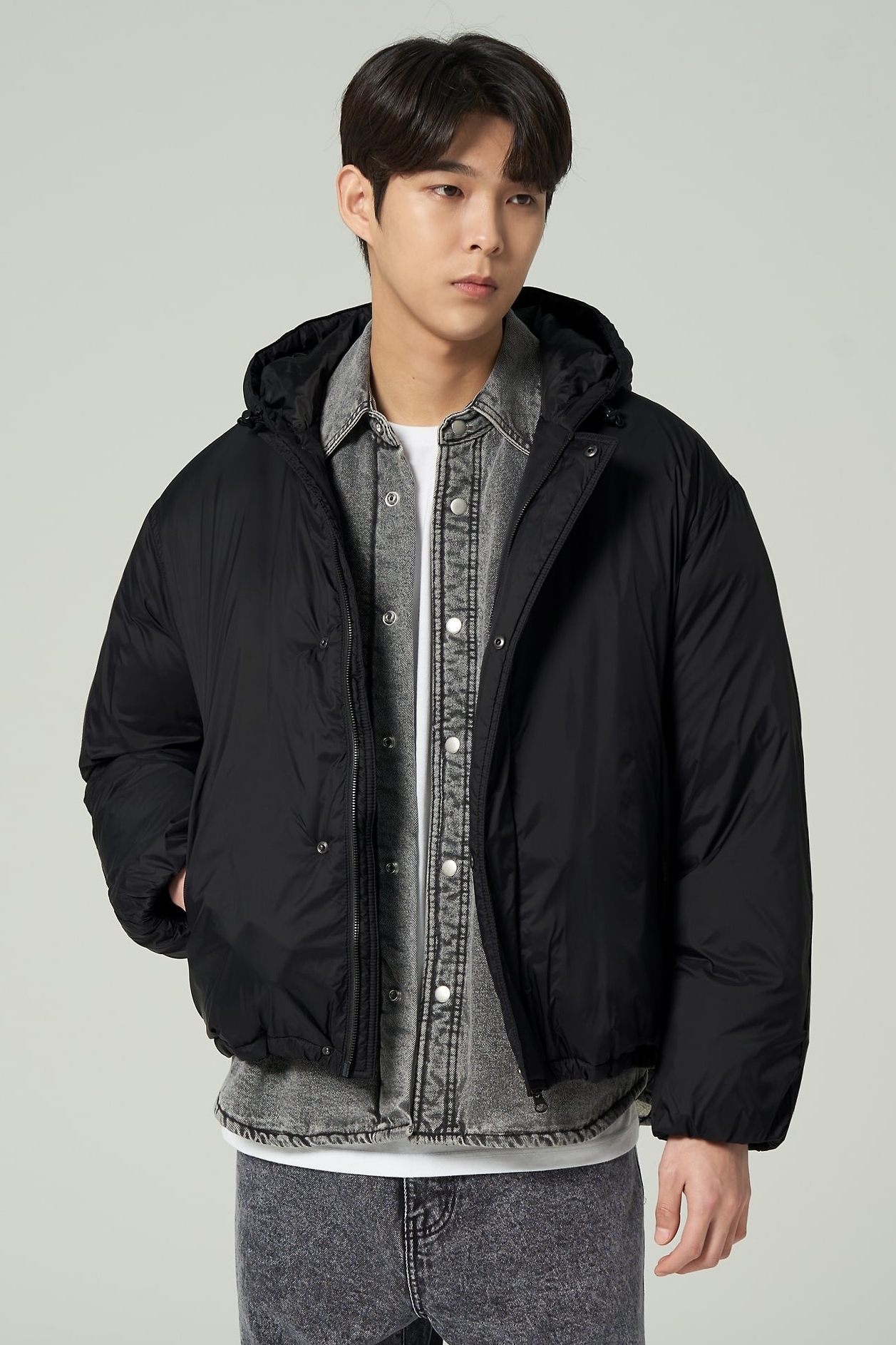 8seconds Short Hoodie Down Jacket Black | Puffer for Men 8seconds Short Hoodie Down Jacket Black | Puffer for Men