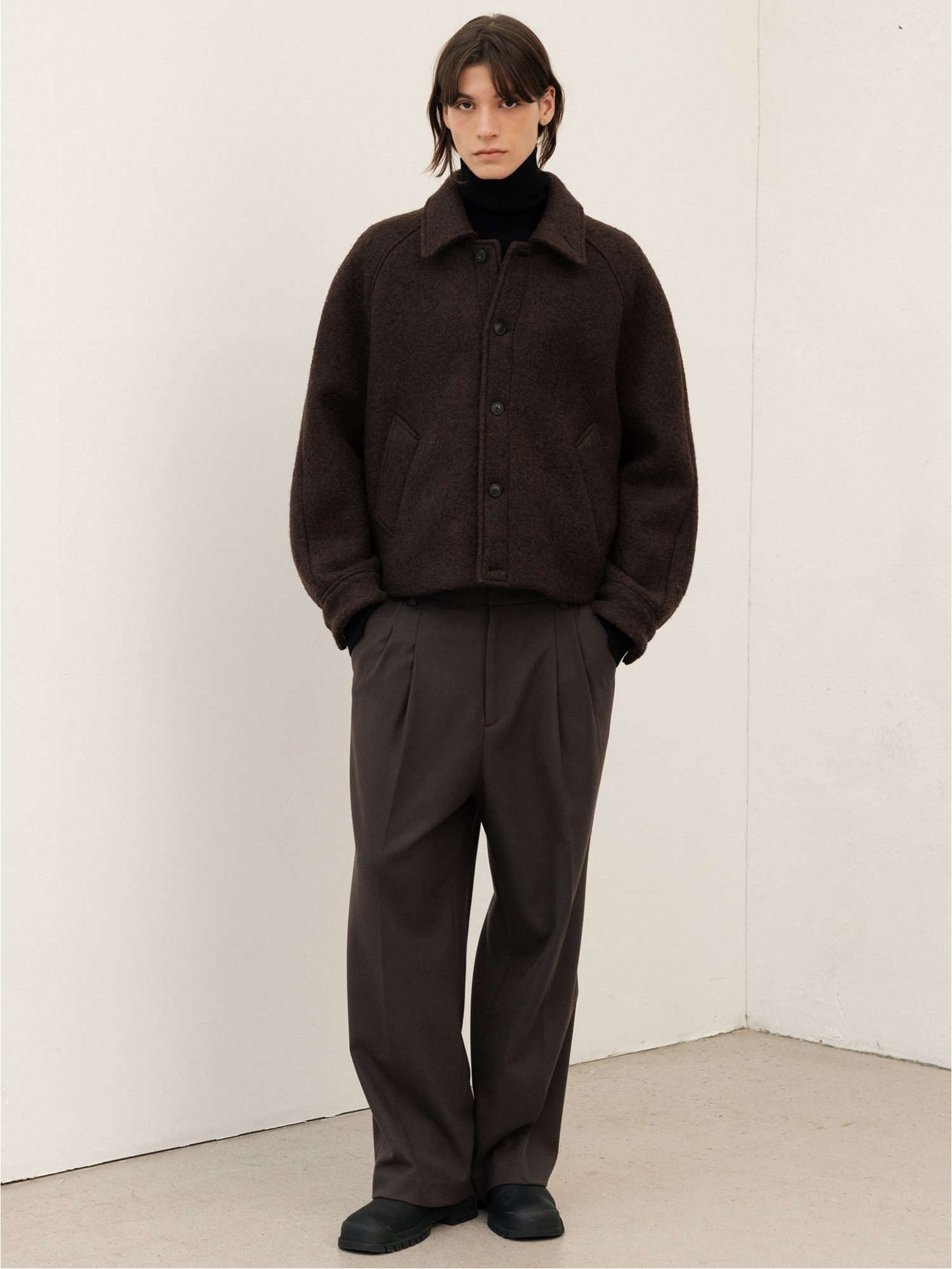 8seconds Wool Blended Boucle Short Blouson Dark Brown | Jackets