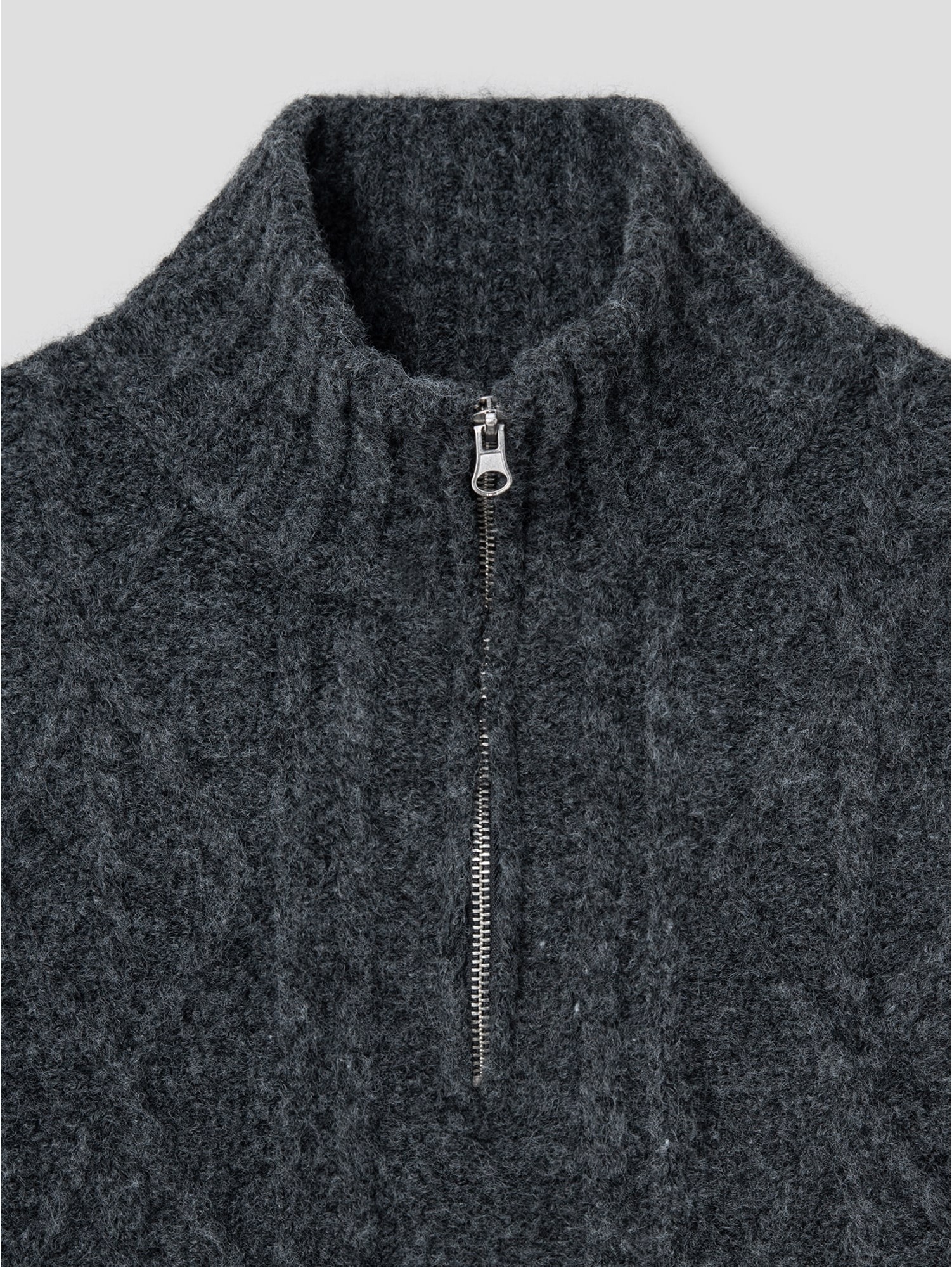 8seconds Hairy Cable Half Zipup Knit Ash | Turtlenecks & Mock