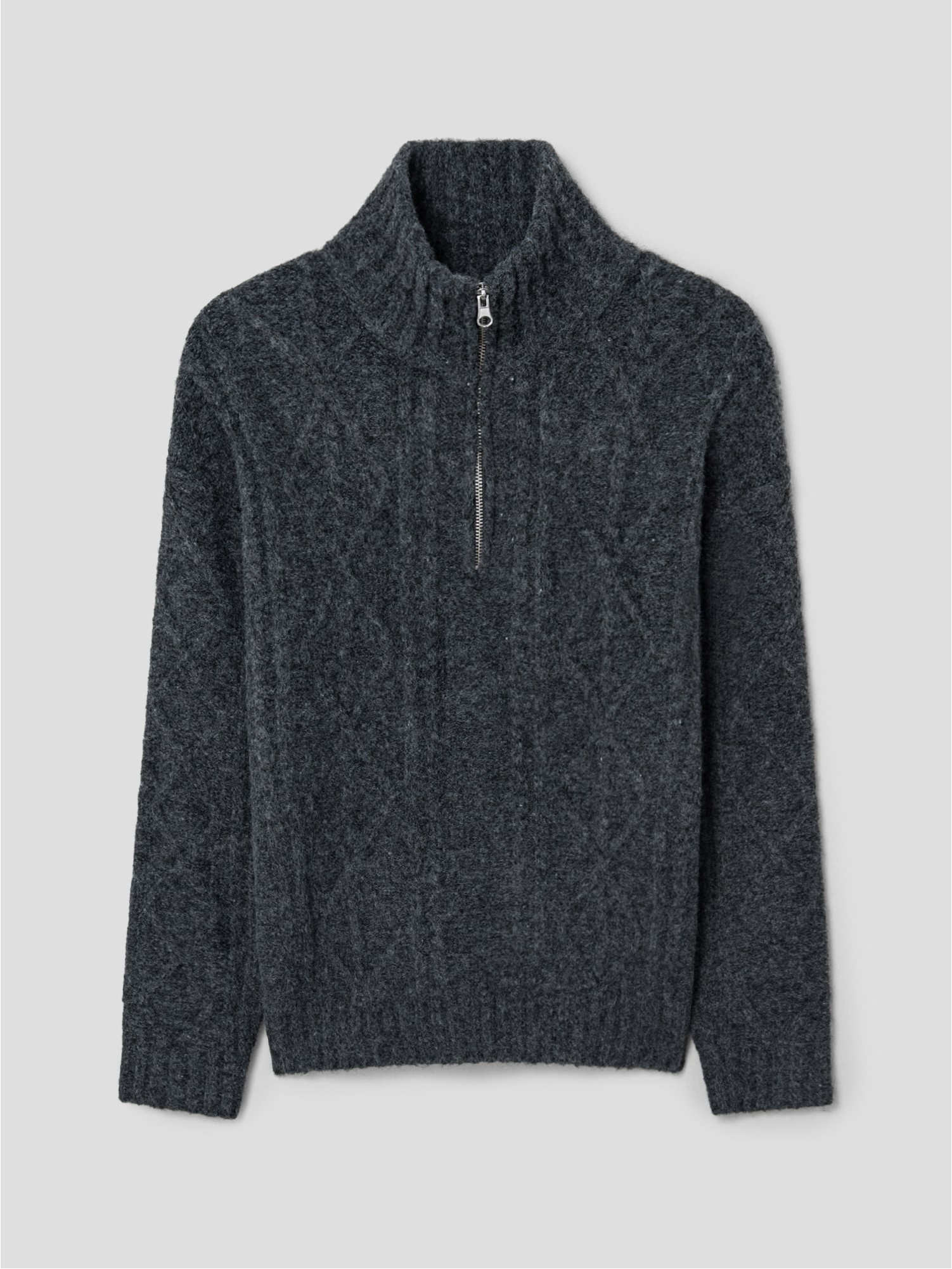 8seconds Hairy Cable Half Zipup Knit Ash | Turtlenecks & Mock