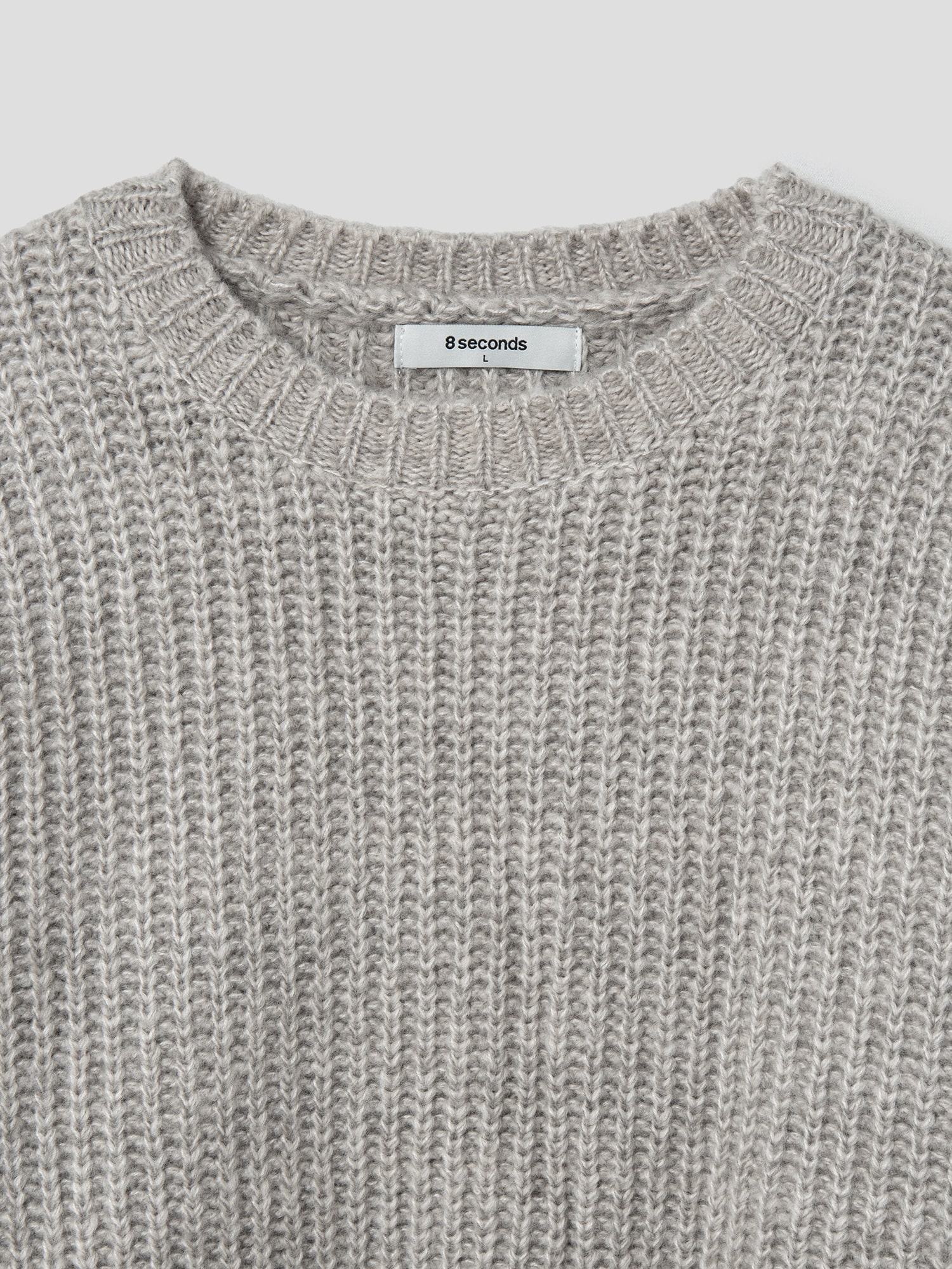 8seconds Two Tones Knit Pullover Light Gray | Crewneck for