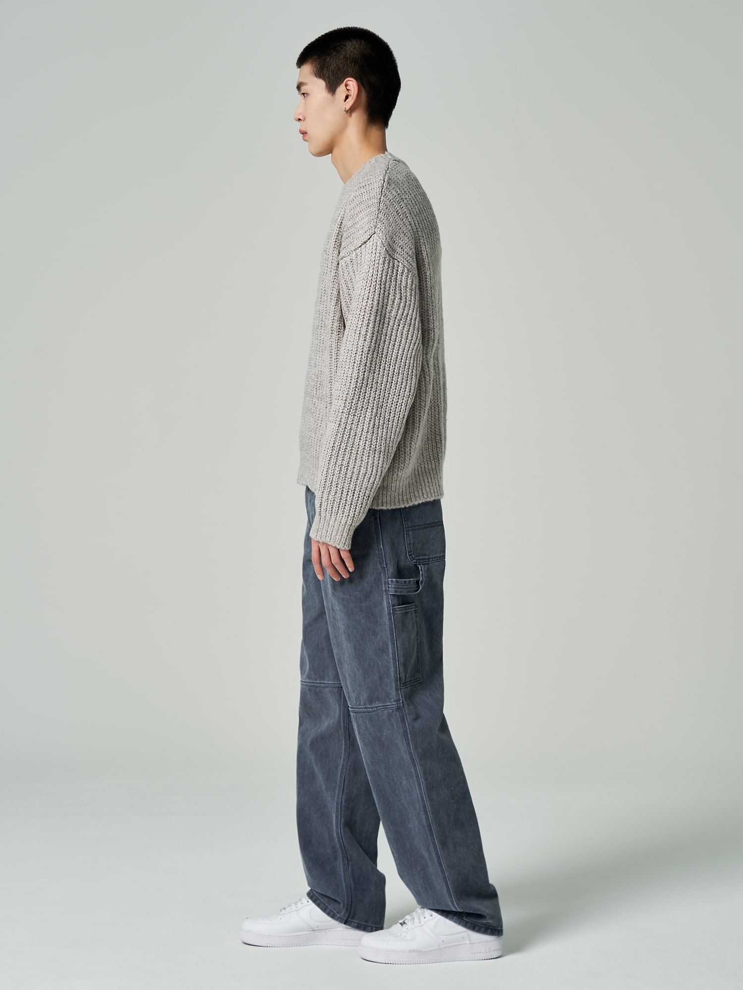 8seconds Two Tones Knit Pullover Light Gray | Crewneck for