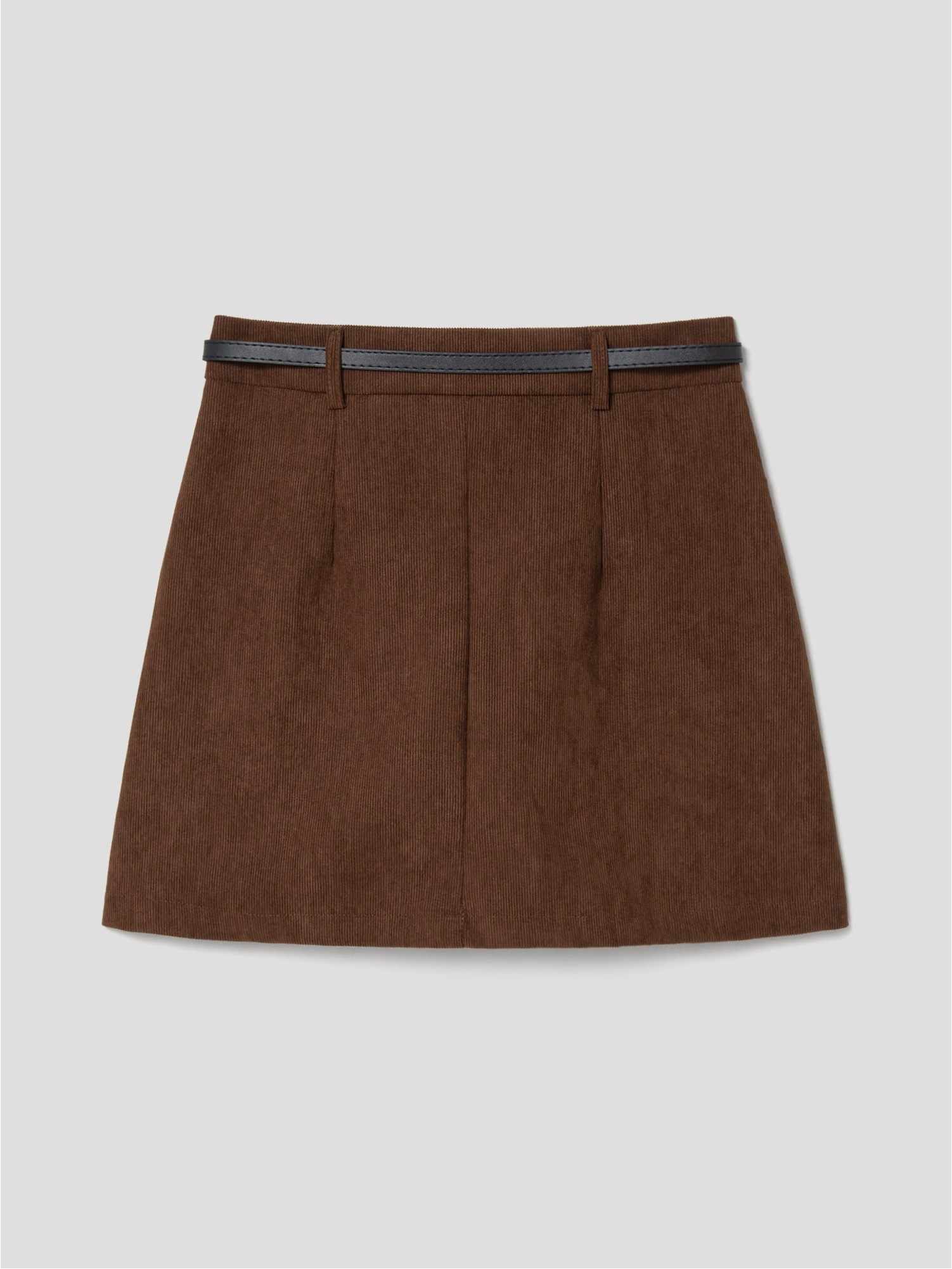 8seconds Corduroy Belt Mini Skirt Dark Brown Mini for Women KOODING