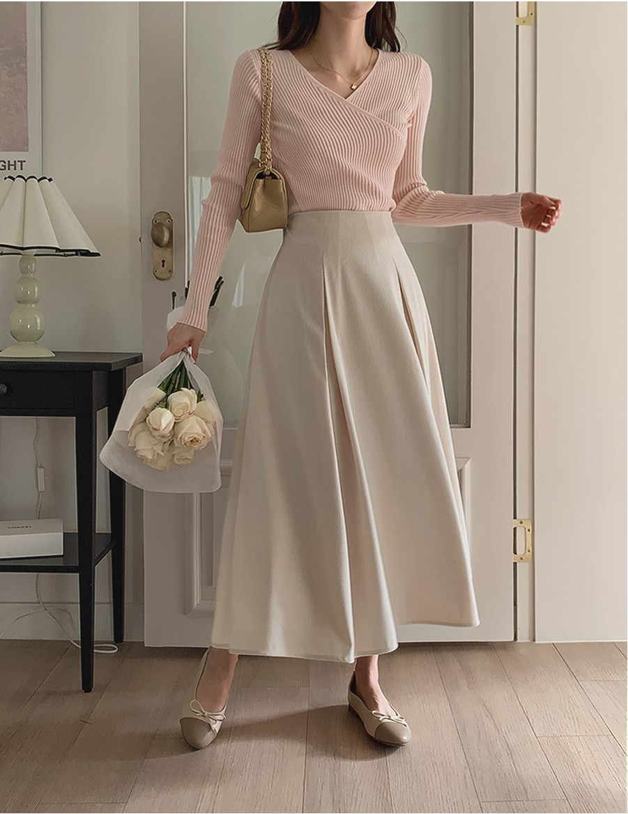 TWEE Austin Elastic Pintuck Long Skirt | A-Line for Women