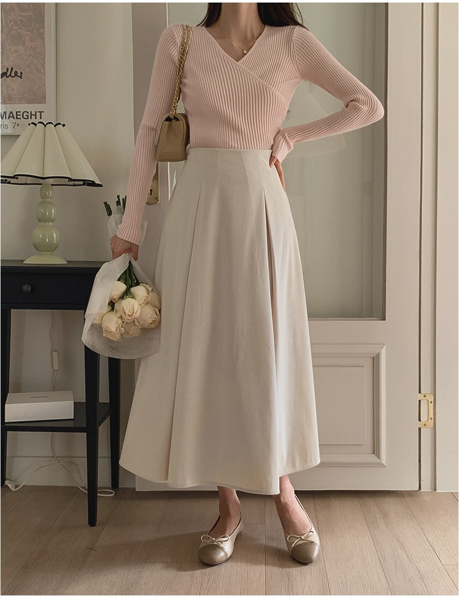 TWEE Austin Elastic Pintuck Long Skirt | A-Line for Women