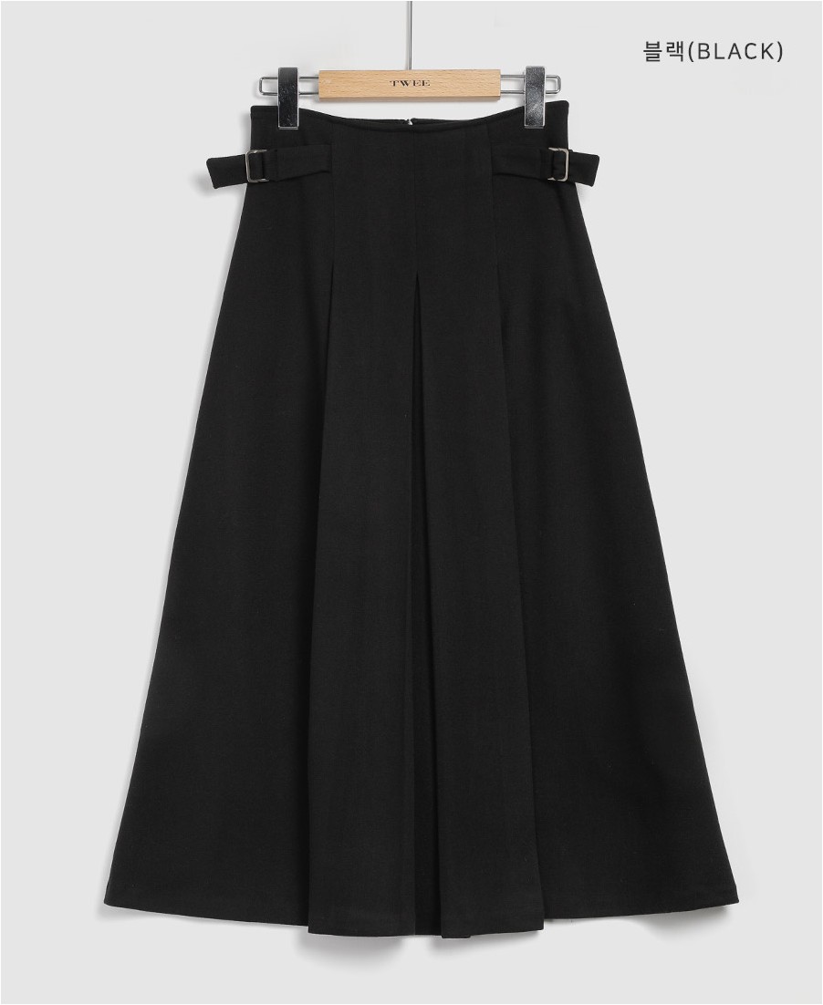 TWEE Juke Buckle Pleats Long Skirt | A-Line for Women | KOODING