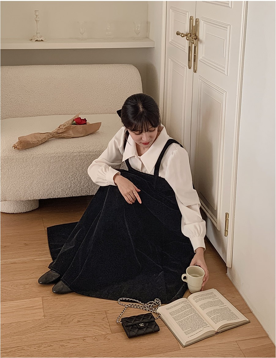TWEE Tiny Velvet Shirred Bustier Dress | Pinafore for Women