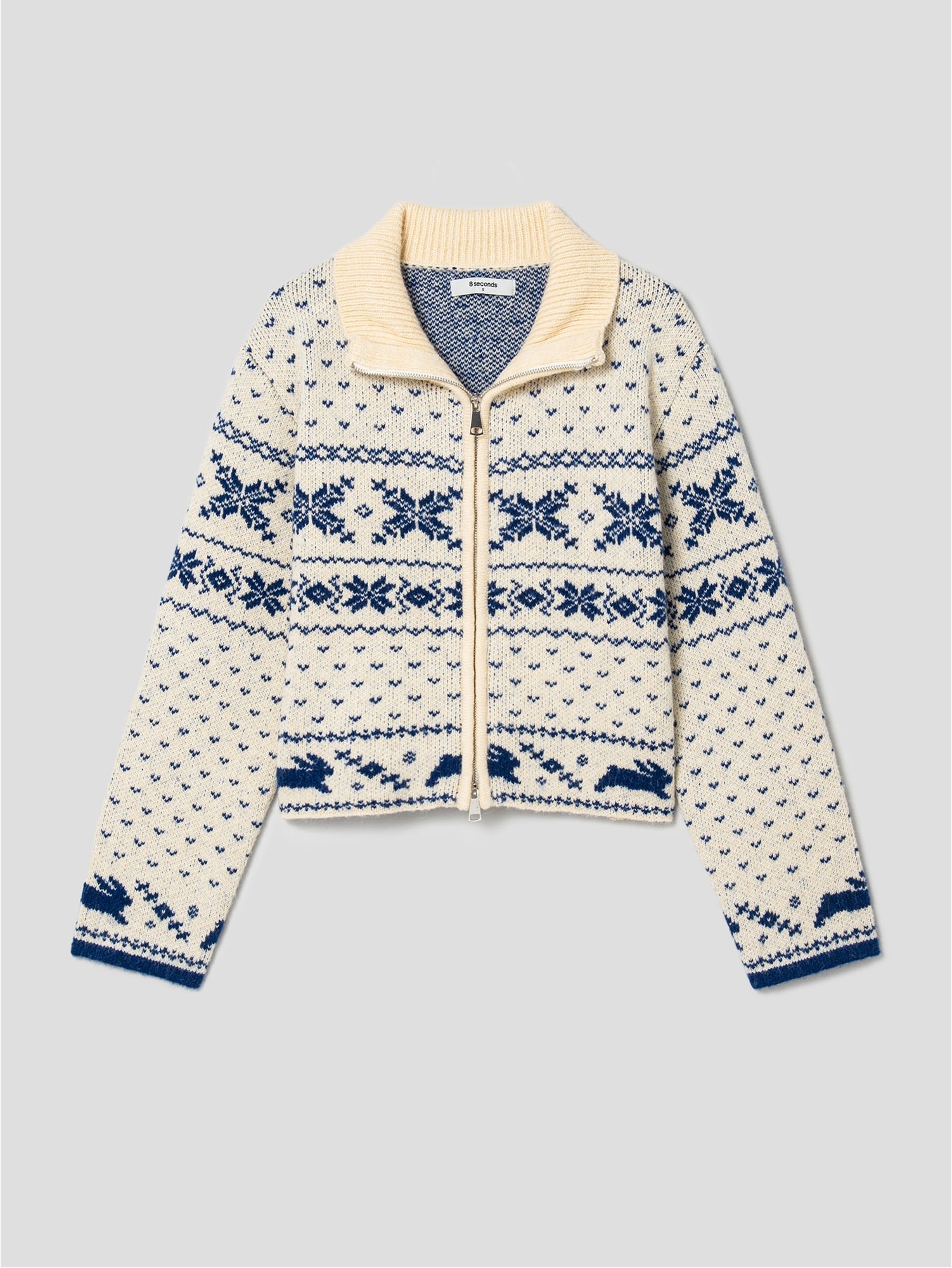 8seconds Jacquard 2 Ways Zipup Cardigan Ivory | Cardigans