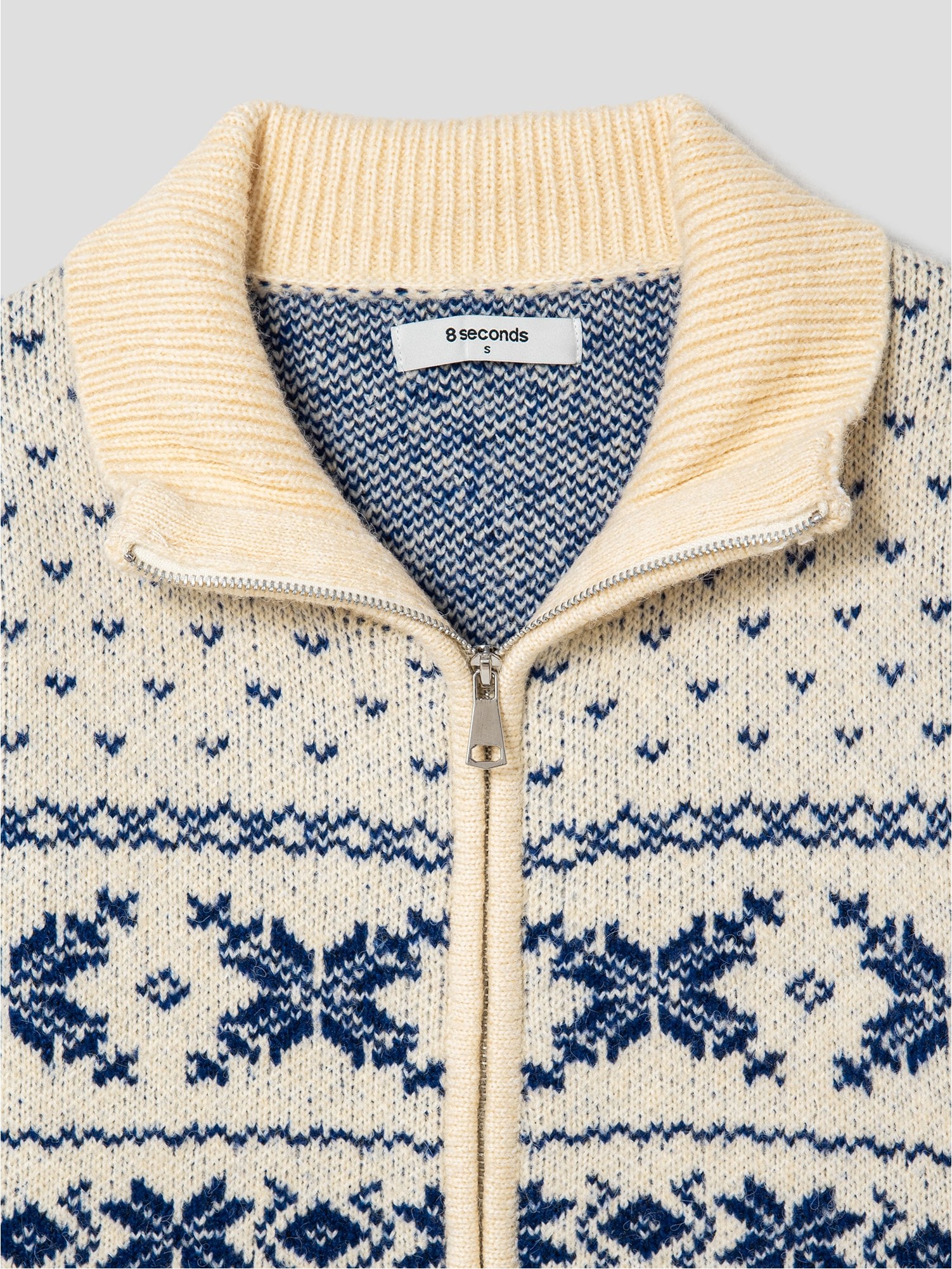 8seconds Jacquard 2 Ways Zipup Cardigan Ivory | Cardigans