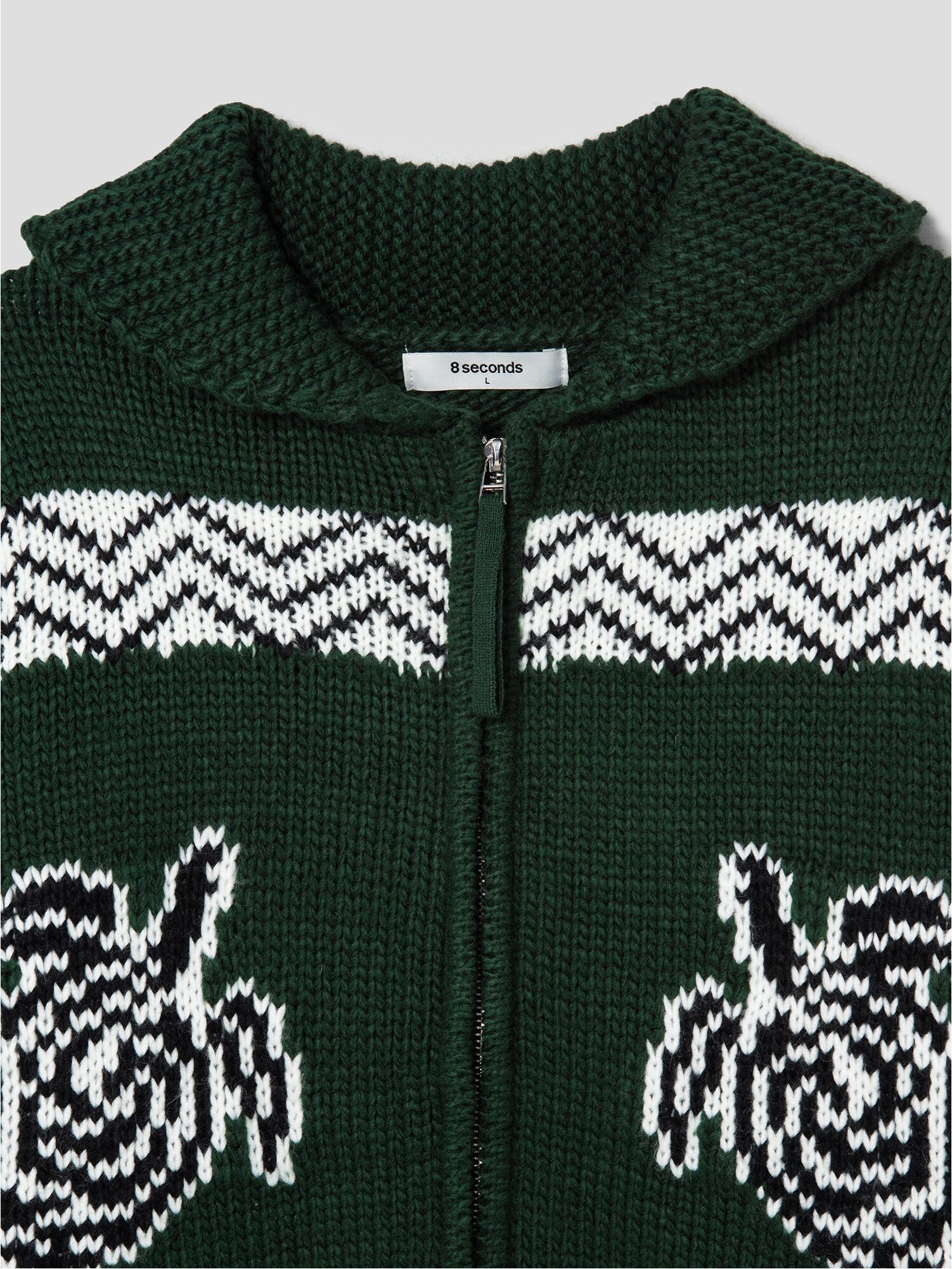 8seconds Turtle Jacquard Pattern Cowichan Knit Cardigan