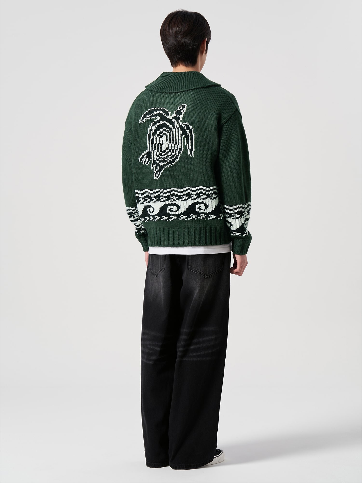 8seconds Turtle Jacquard Pattern Cowichan Knit Cardigan 8seconds Turtle Jacquard Pattern Cowichan Knit Cardigan
