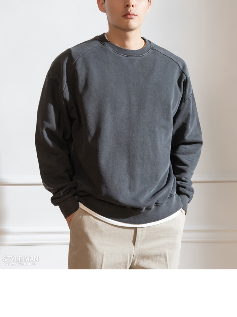 STYLEMAN Oversized Pigment Wash Sweatshirt | KOODING