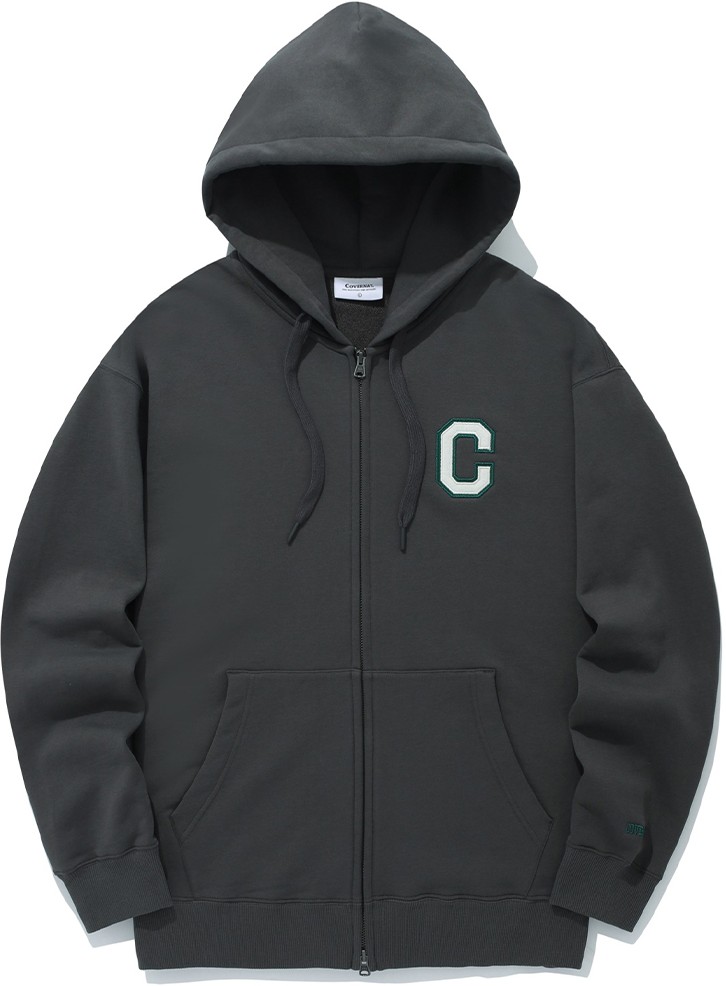 パーカー・フーディ COVERNAT C logo hoodie zip-up charcoal Covernat Unisex C Logo Hoodie Zipup Charcoal | Hooded for