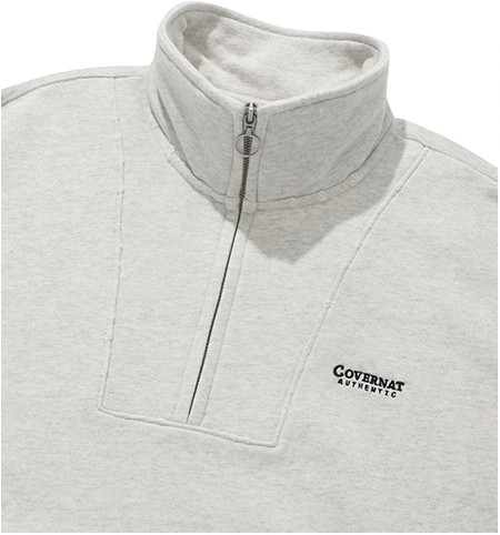 スウェット・トレーナー COVERNAT Arch Logo Half Zip Up Man to Man Oatmeal Arch Logo Fleece Half-Zip Sweatshirt Ivory - Covernat | 60