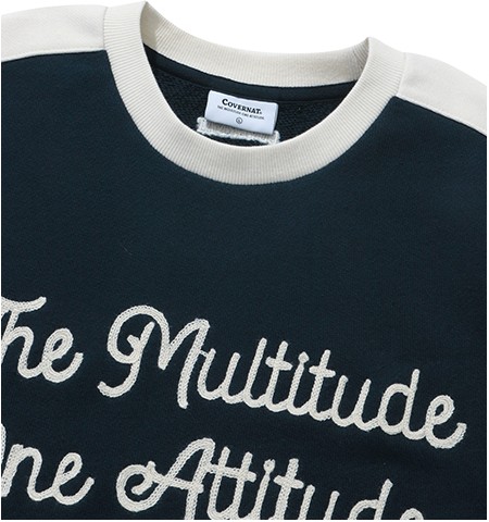 スウェット・トレーナー COVERNAT Retro Lettering Man to Man Navy Covernat Unisex Retro Lettering Sweatshirt Navy