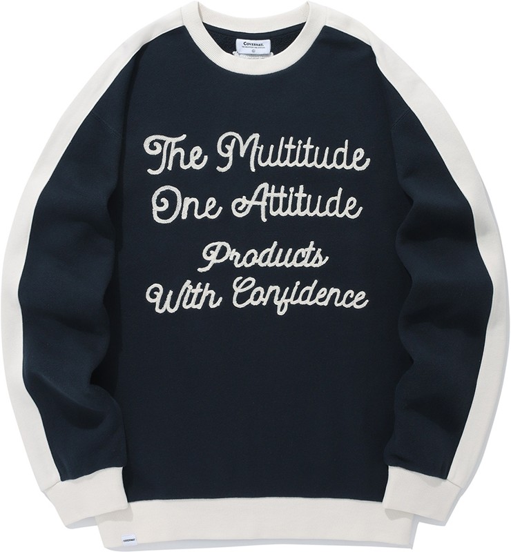 Covernat Unisex Retro Lettering Sweatshirt Navy
