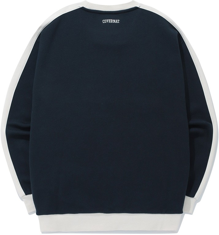 Covernat Unisex Retro Lettering Sweatshirt Navy