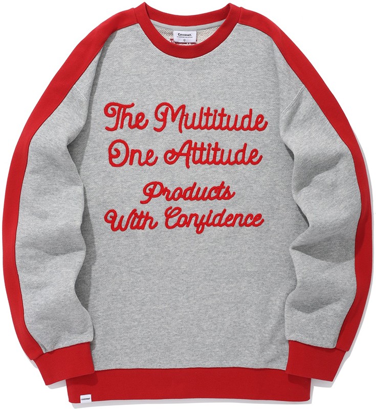 Covernat Unisex Retro Lettering Sweatshirt Melange Gray