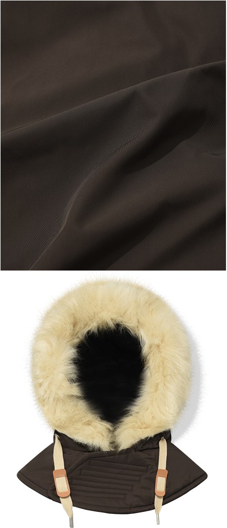 Covernat Unisex Med Length Hoodie Fur Down Jumper Brown