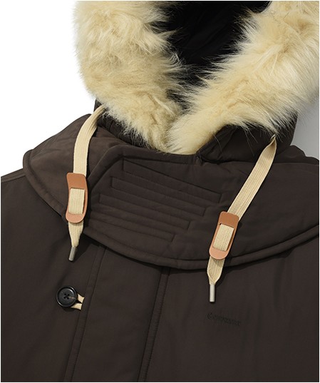 ☆韓国の人気☆【COVERNAT】☆MIDDLE HOODIE FUR DOWN JUMPE.R☆ Covernat Unisex Med Length Hoodie Fur Down Jumper Brown