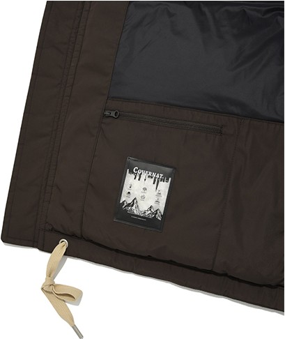 ダウンジャケット COVERNAT Mid length hooded fur down jumper brown Covernat Unisex Med Length Hoodie Fur Down Jumper Brown