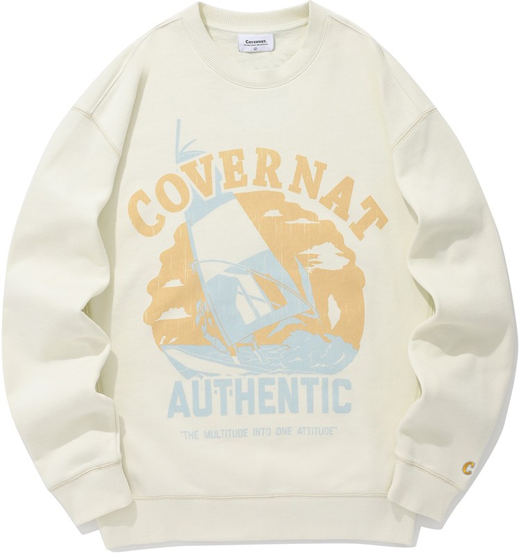 スウェット・トレーナー COVERNAT Sailing Boat Man to Man Ivory Covernat Unisex Sailing Boat Sweatshirt Ivory | Sweatshirts