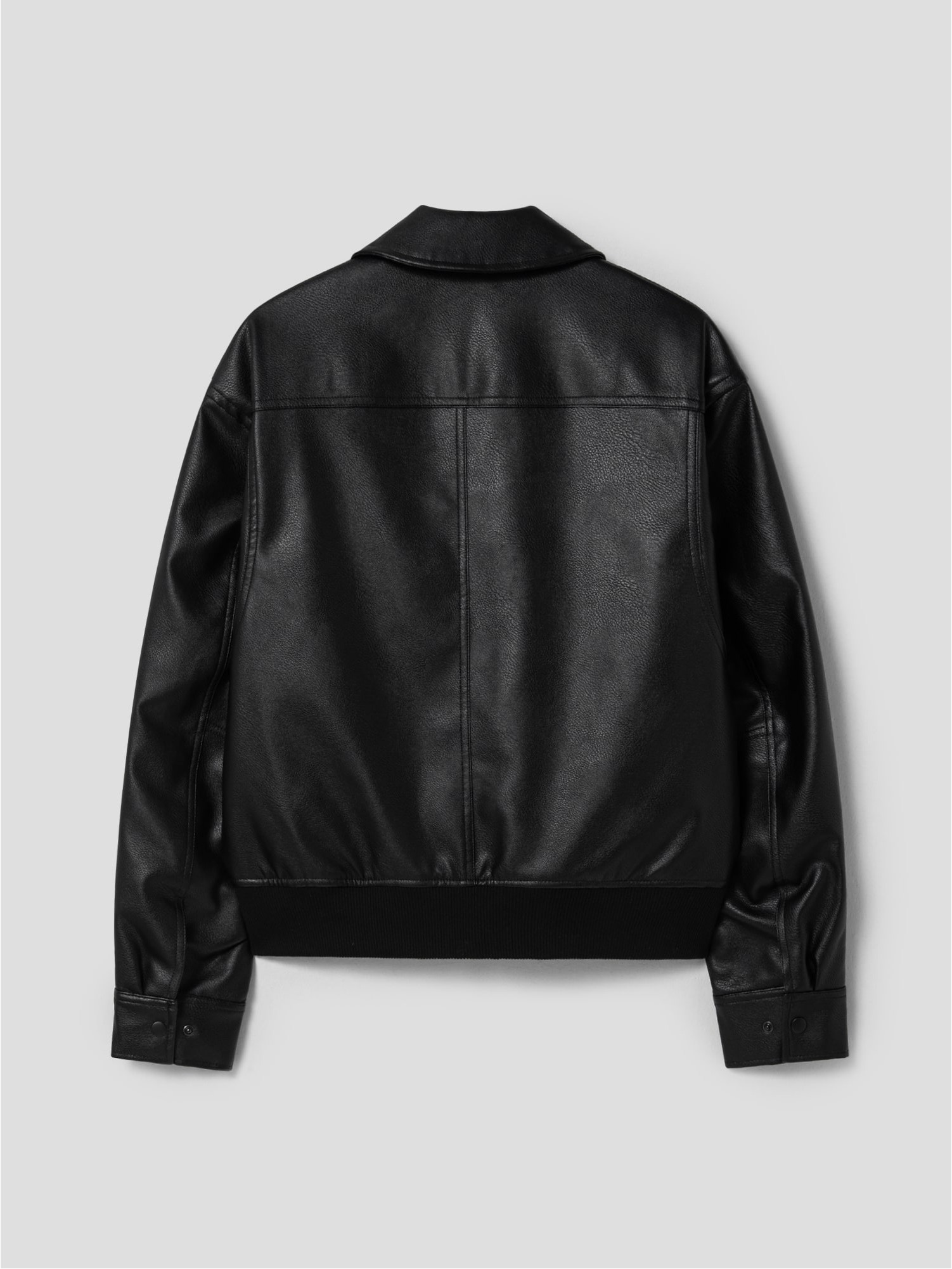 Selling unbalanced fake leather jacket