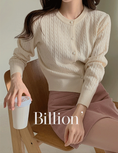 TWEE Billion Cable Crop Round Cardigan | KOODING