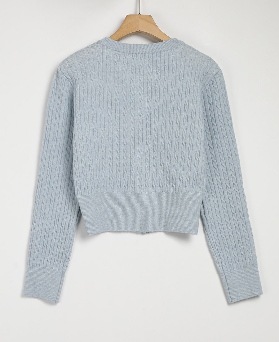 TWEE Billion Cable Crop Round Cardigan | KOODING