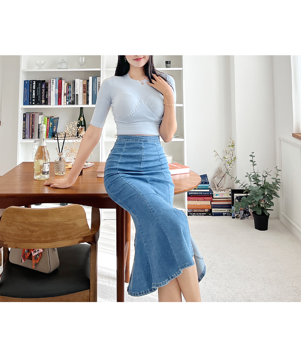 ★RAIVE★ Mermaid Denim Long Skirt in Blue VJ4SS13022 Amazon.com: Denim Mermaid Style Skirts for Women Denim