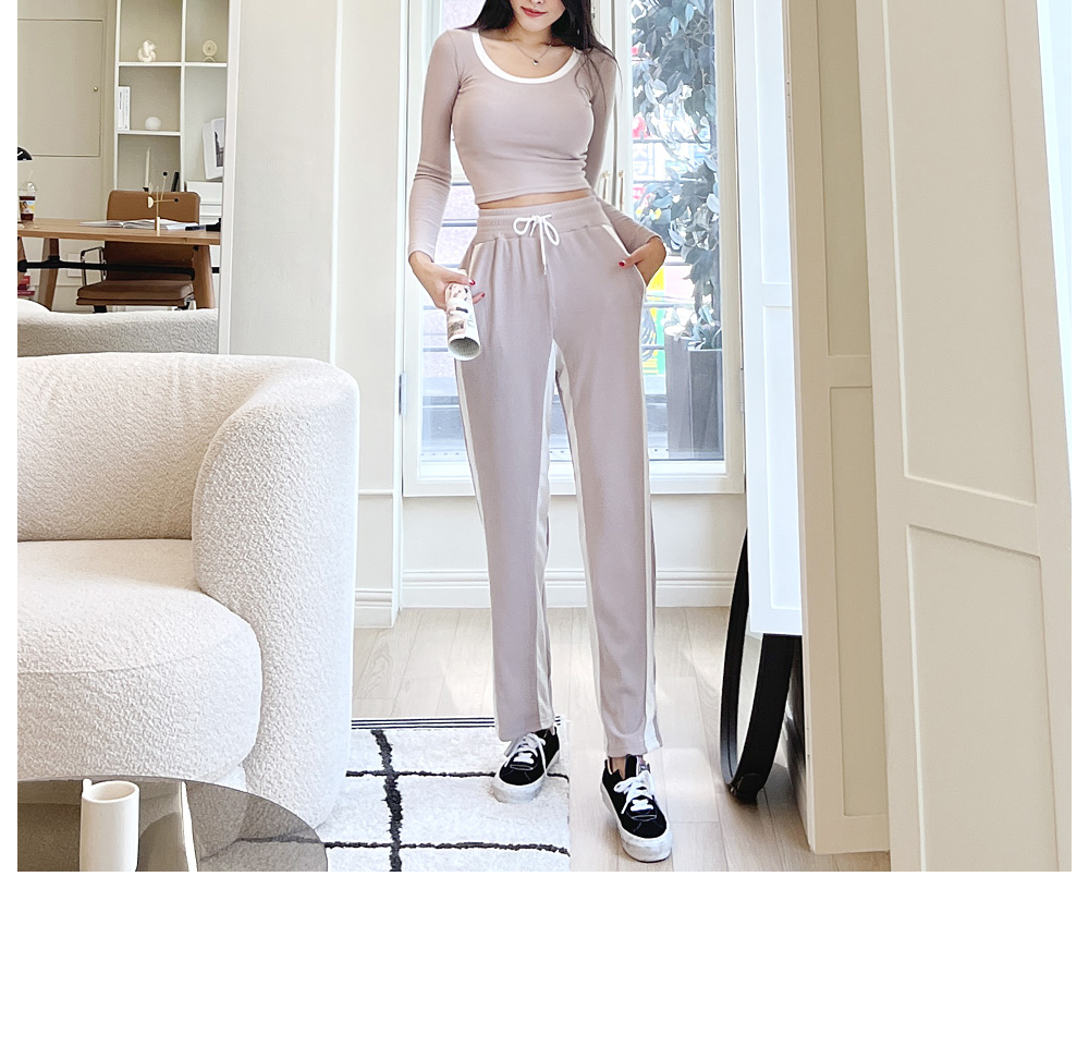 BLANC-CHIC Contrast Line Pants | KOODING