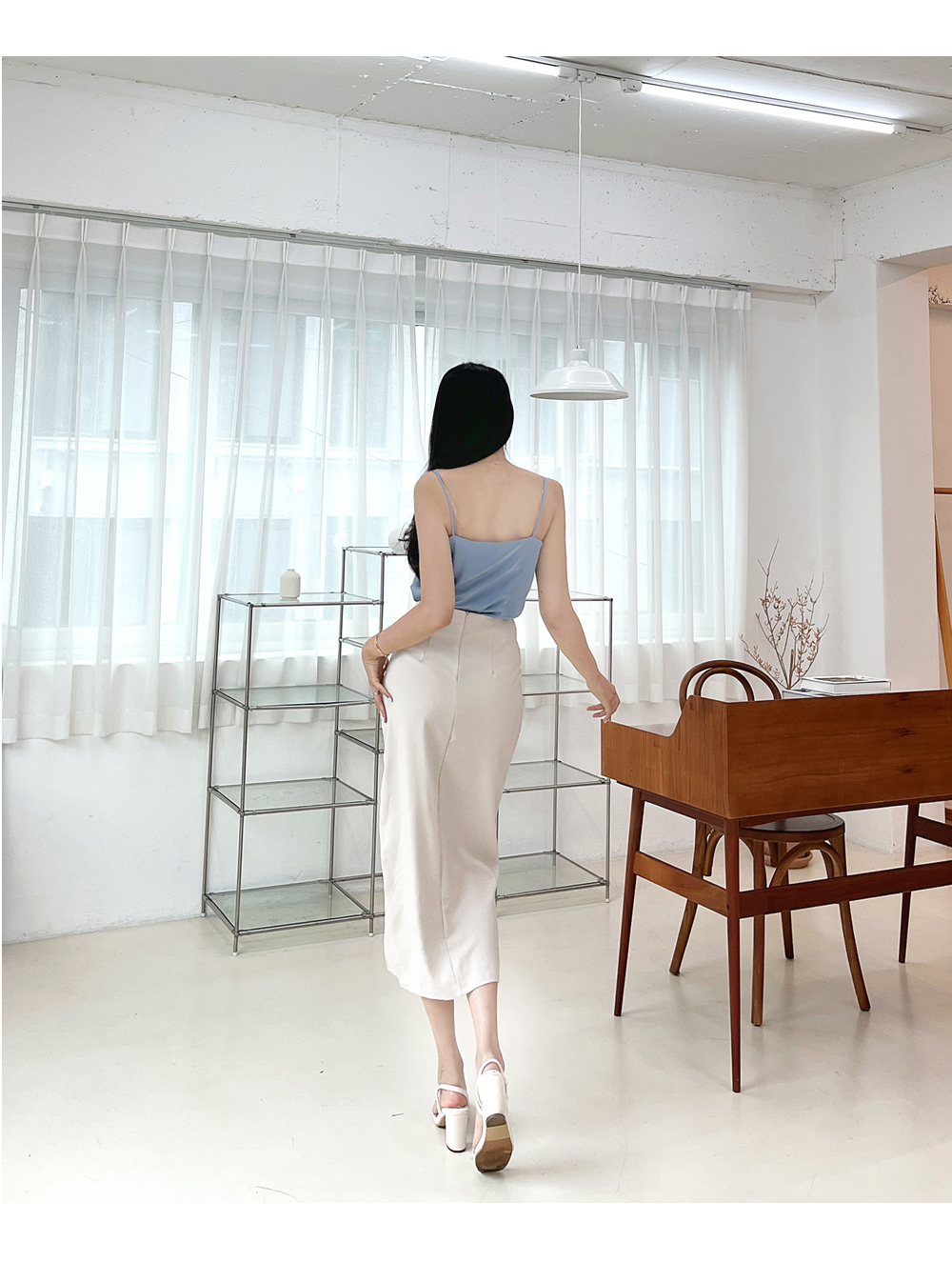 BLANC-CHIC Shirring Wrap Long Skirt | KOODING