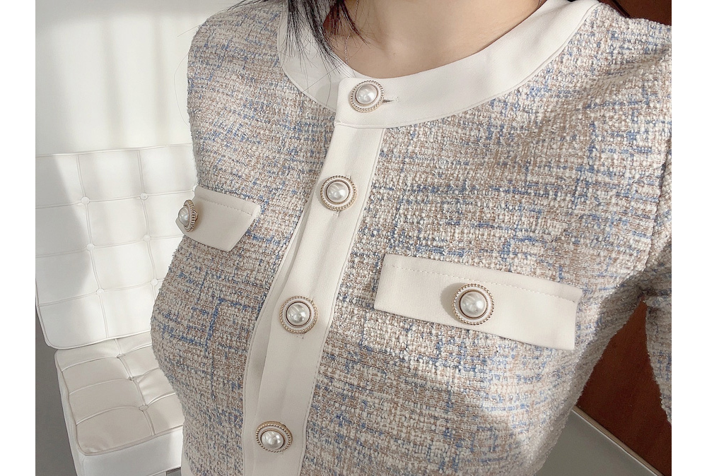 BLANC-CHIC Tweed Pearl Mini Skirt | KOODING