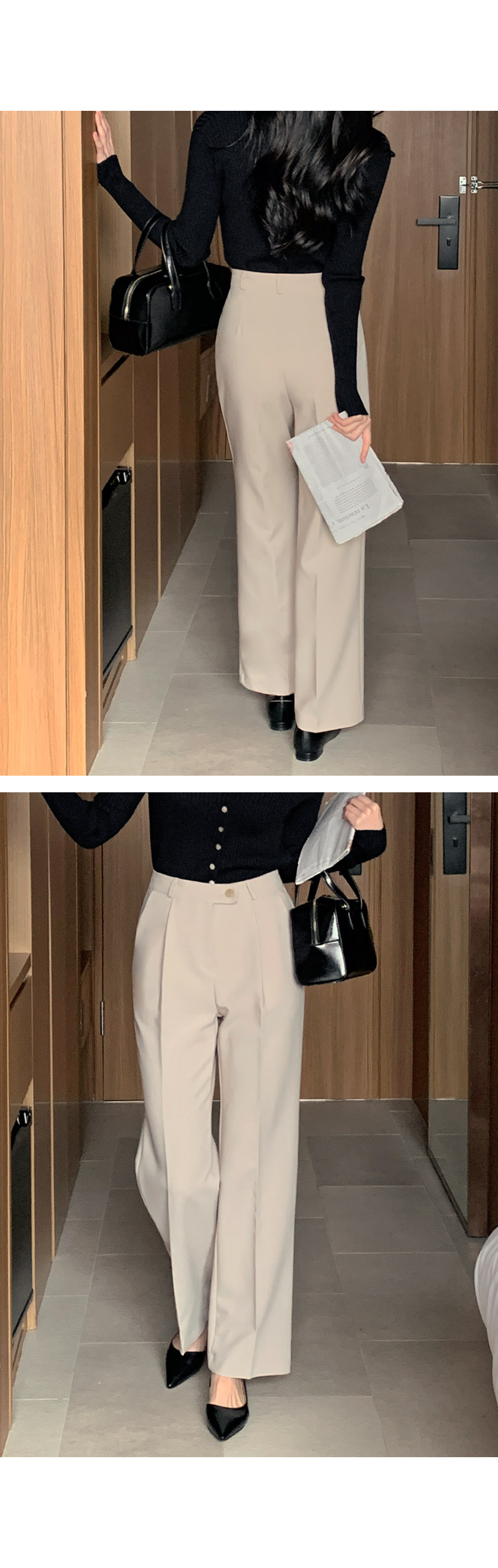 TWEE Kenneth Crease Pintuck Wide Leg Slacks | KOODING