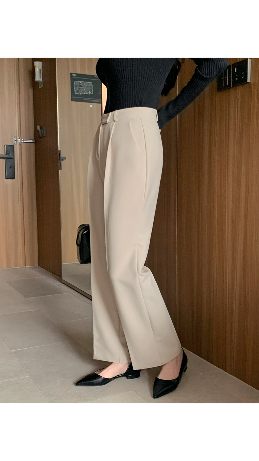 TWEE Kenneth Crease Pintuck Wide Leg Slacks | KOODING