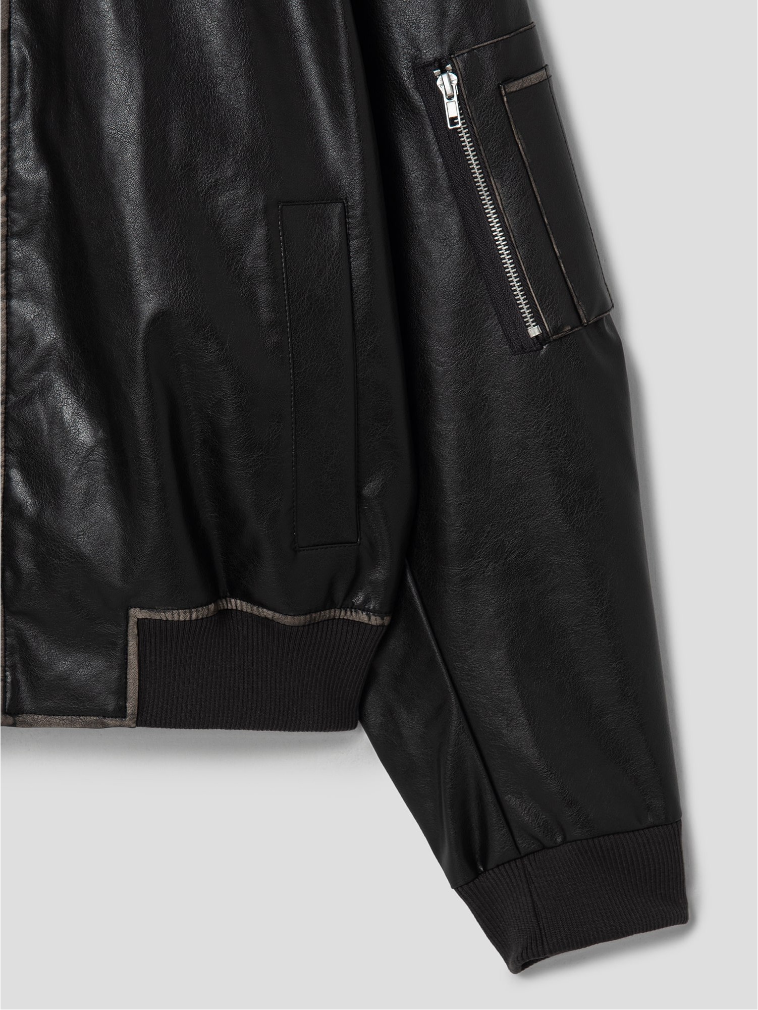 8seconds Vintage Fake Leather Blouson Black | Biker Jackets for