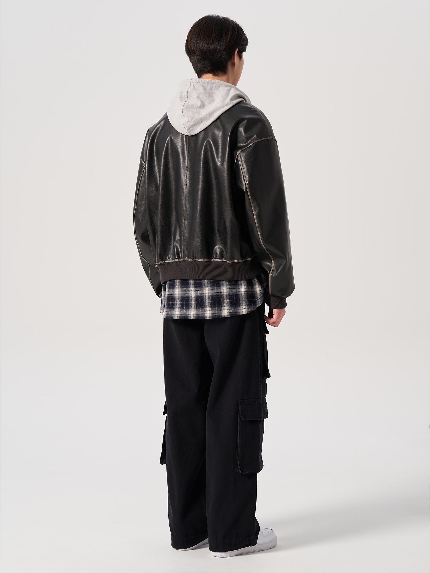 8seconds Vintage Fake Leather Blouson Black | Biker Jackets for