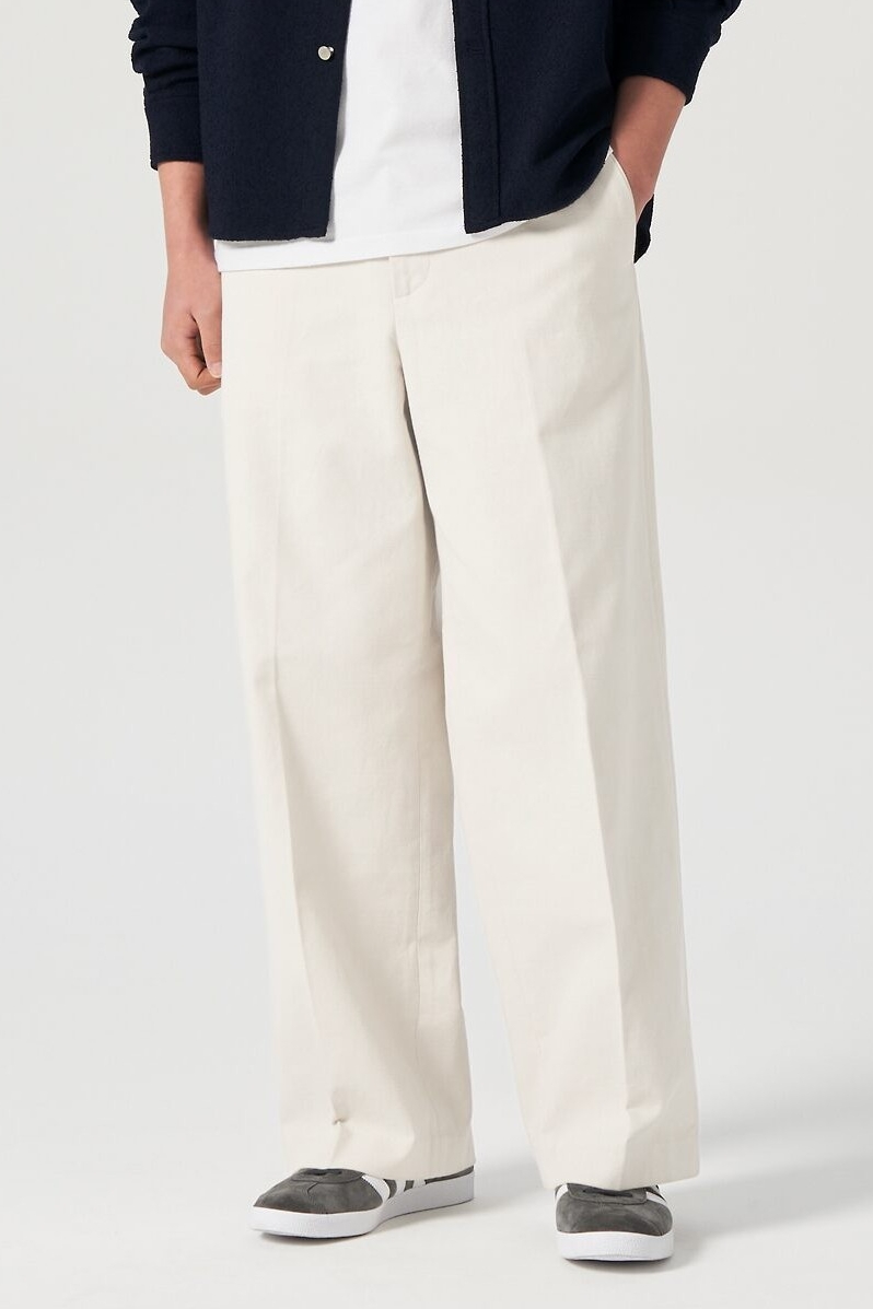 パンツ [8 SECONDS] TWILL WIDE PANTS 8seconds Cotton Twill Wide Pants Ivory | Wide Pants for Men
