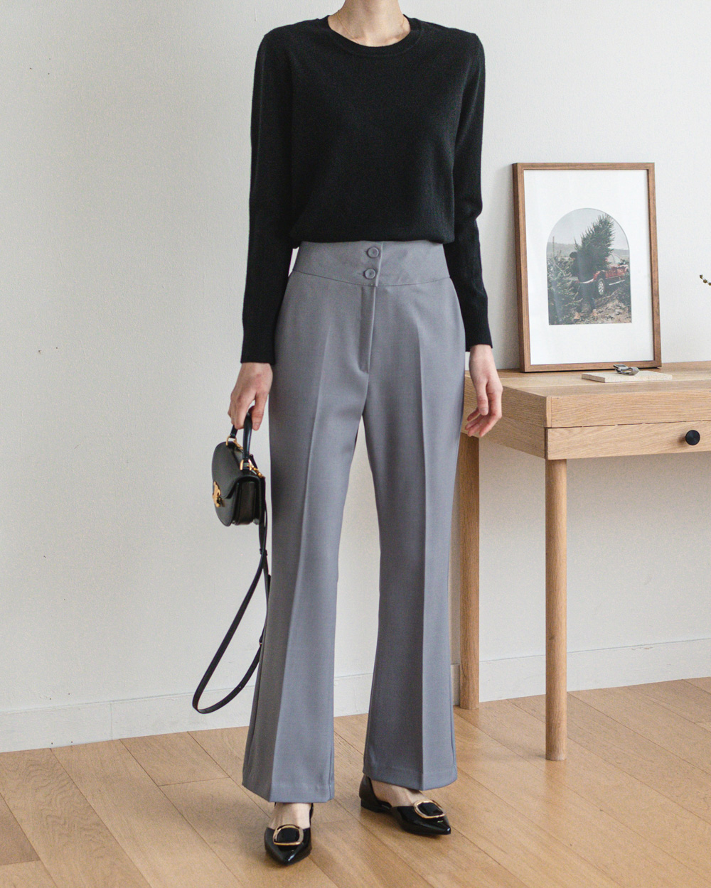 MOON Two Buttons Span Boot Cut Slacks | Wide for Women | KOODING