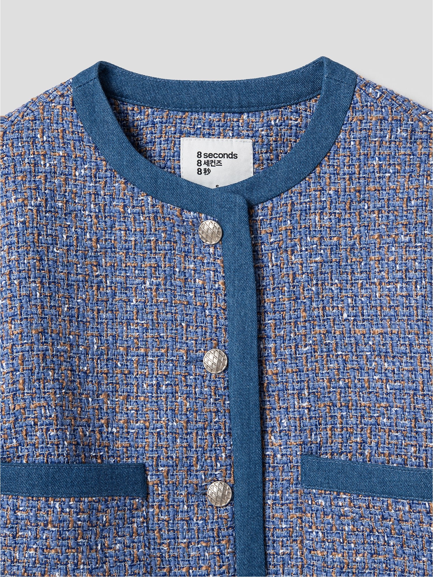 type O square / light blue tweed Mサイズ 8seconds Denim Coloration Tweed Jacket Blue | Jackets for