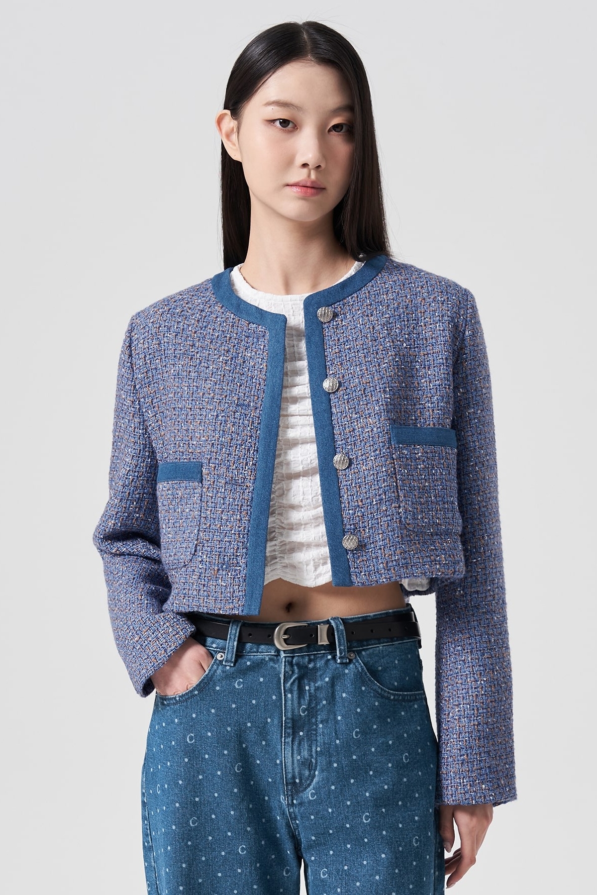 ジャケット・アウター mideal spring tweed over jacket gleen mideal spring tweed over jacket