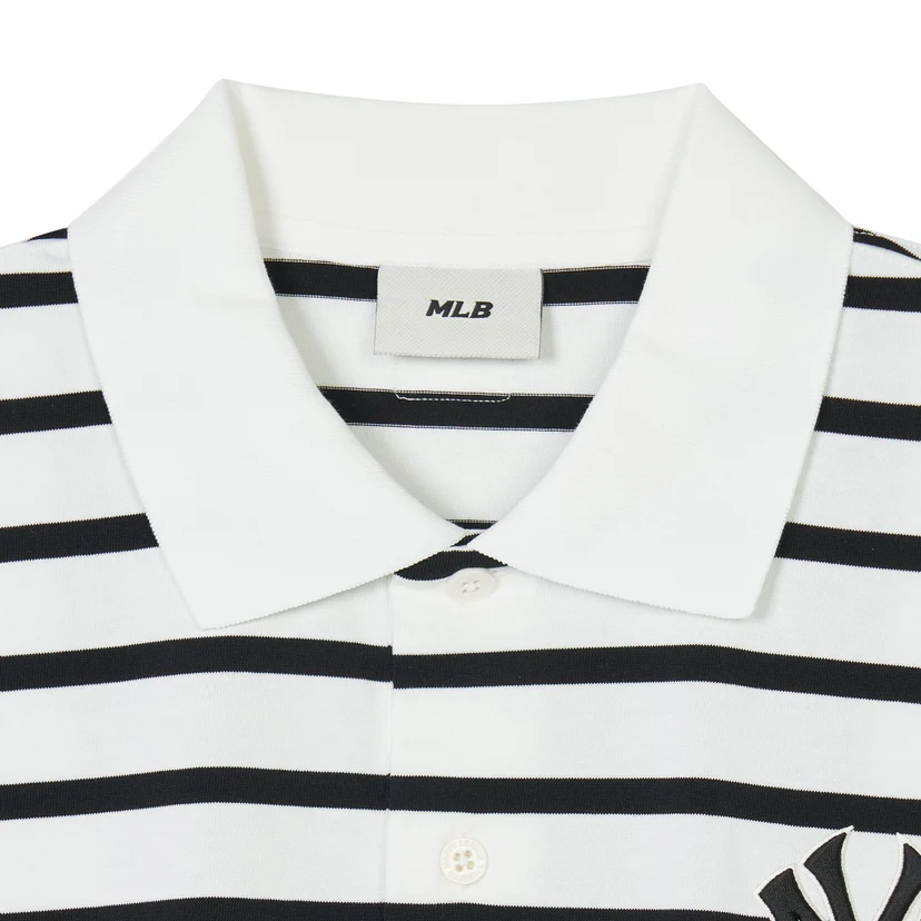 MLB Unisex Varsity Stripes Oversized Collar Tee Shirt NY