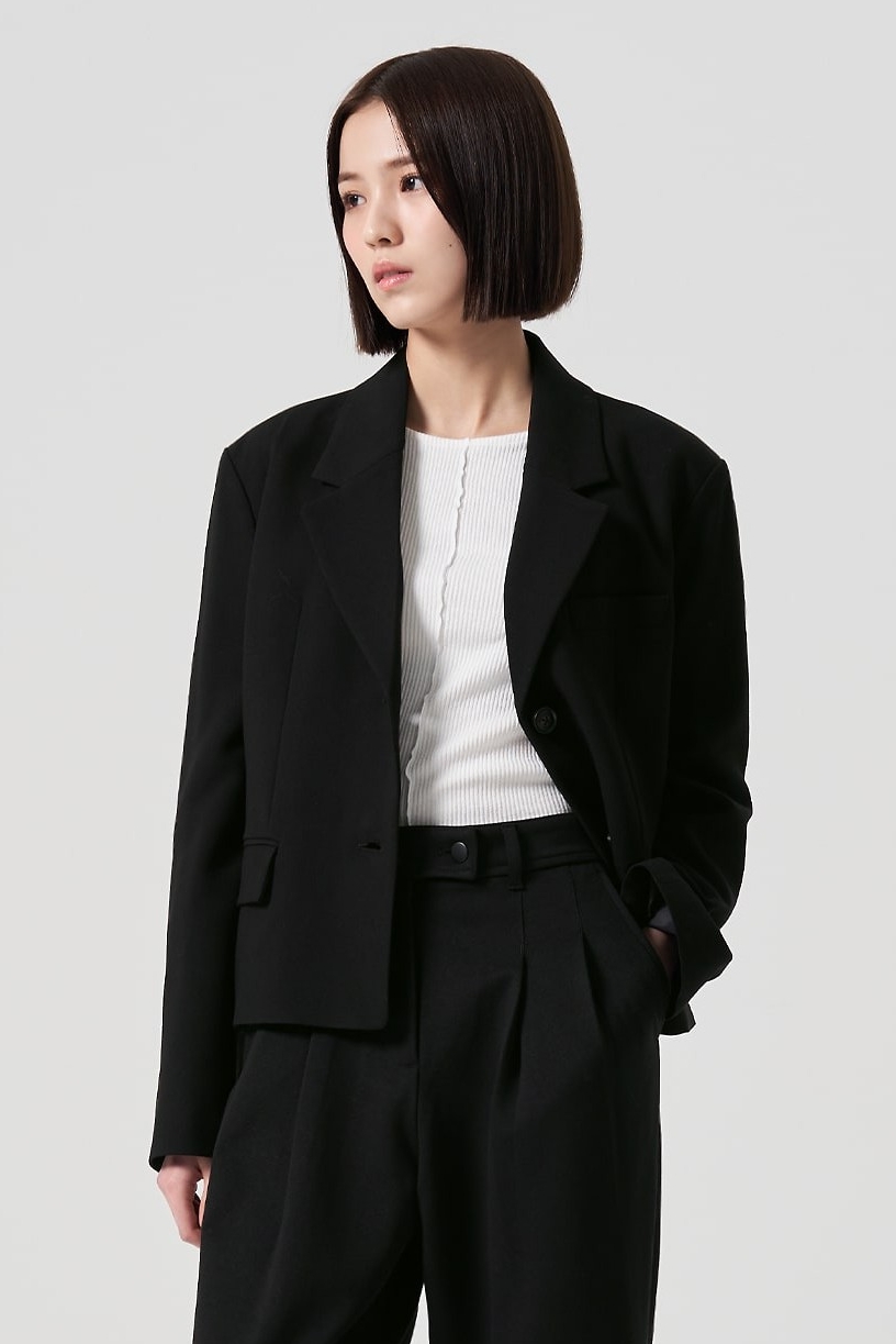 ジャケット AVANDRESS Curved two button blazer black Edwards Men's Classic Two Button Single Breasted Blazer