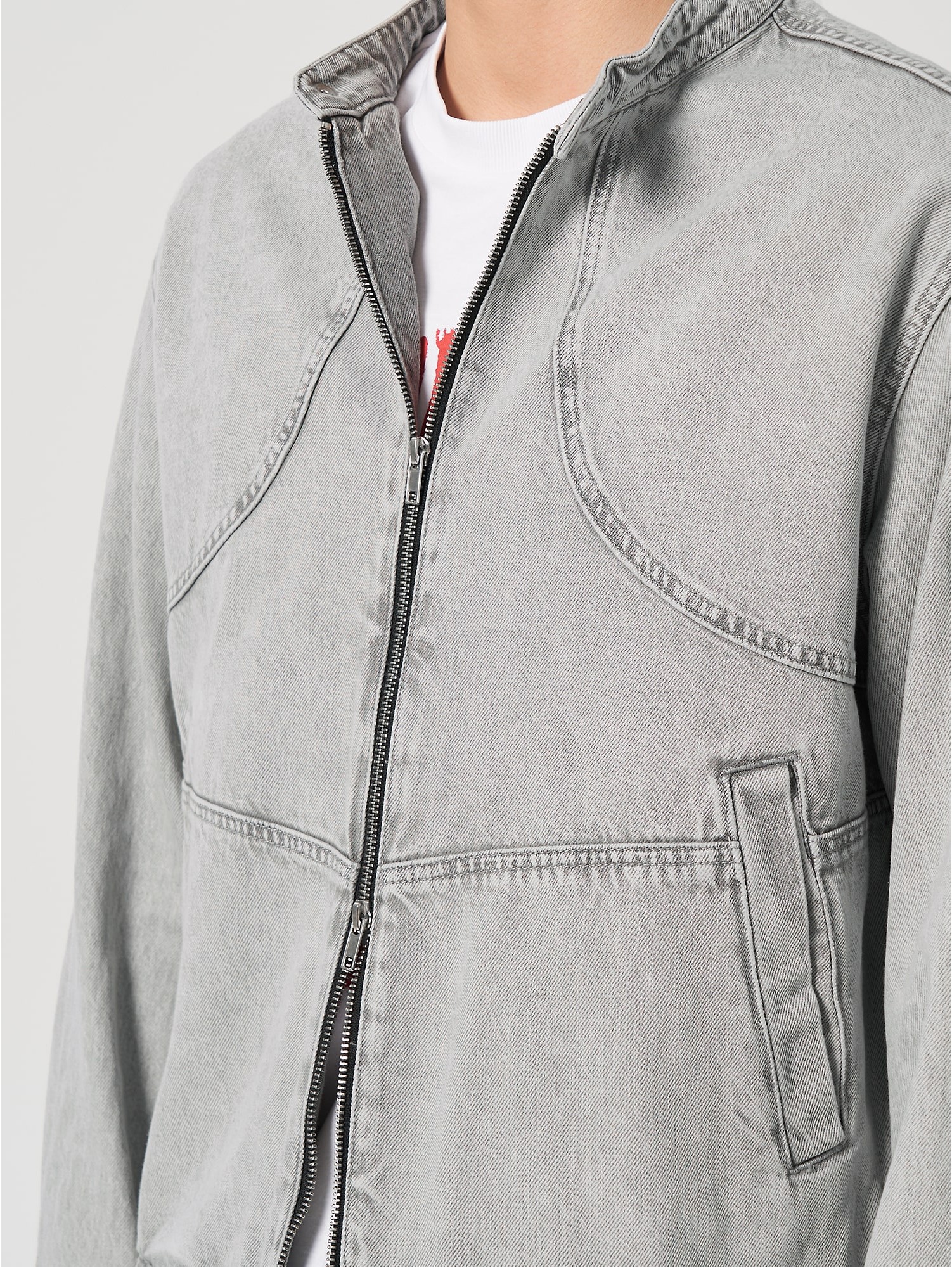 8seconds Washing Racer Denim Jacket Gray | Jackets for Men | KOODING