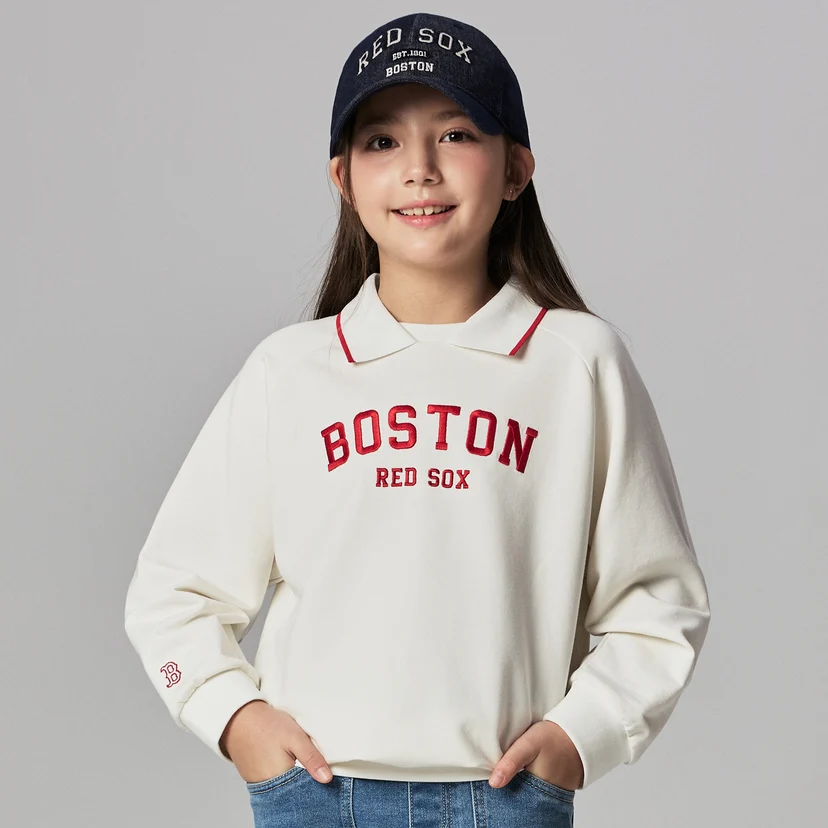 Unisex Kids Varsity Collar Sweatshirt Boston Redsox Ivory