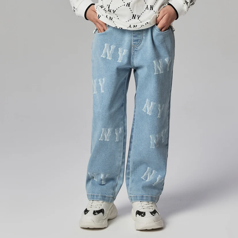 ◆MLB Korea◆ Culsive lettering denim color combination unst Nón MLB Culsive Lettering Denim NY 3ACPQM04N-50NYD | MLB