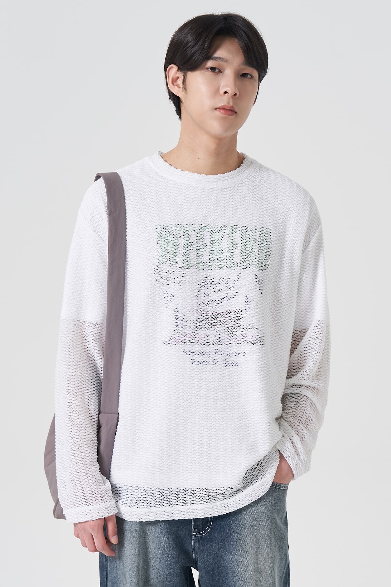 8seconds Knit Textured Layered Tee Shirt White | Crewneck